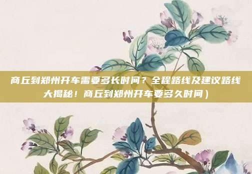 商丘到郑州开车需要多长时间?全程路线及建议路线大揭秘!商丘到郑州开车要多久时间)