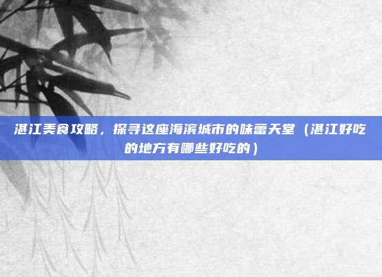 湛江美食攻略,探寻这座海滨城市的味蕾天堂(湛江好吃的地方有哪些好吃的)