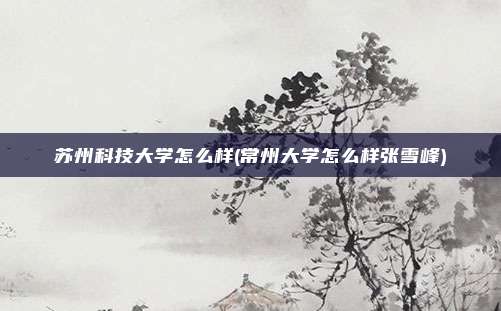 苏州科技大学怎么样(常州大学怎么样张雪峰)