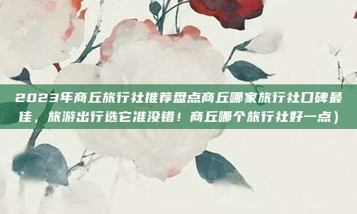 2023年商丘旅行社推荐盘点商丘哪家旅行社口碑最佳,旅游出行选它准没错!商丘哪个旅行社好一点)