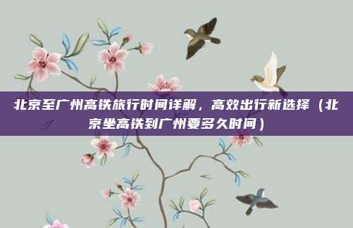 北京至广州高铁旅行时间详解,高效出行新选择(北京坐高铁到广州要多久时间)