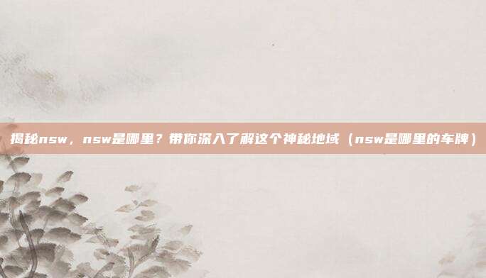 揭秘nsw,nsw是哪里?带你深入了解这个神秘地域(nsw是哪里的车牌)