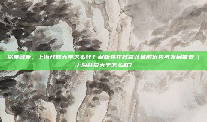 深度解析,上海开放大学怎么样?解析其在教育领域的优势与发展前景(上海开放大学怎么样?