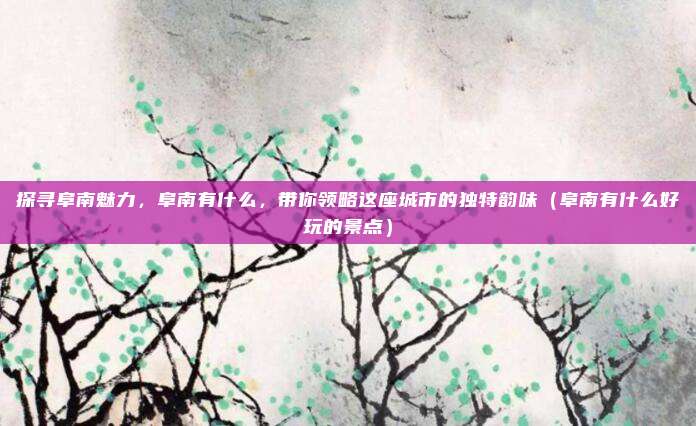 探寻阜南魅力,阜南有什么,带你领略这座城市的独特韵味(阜南有什么好玩的景点)