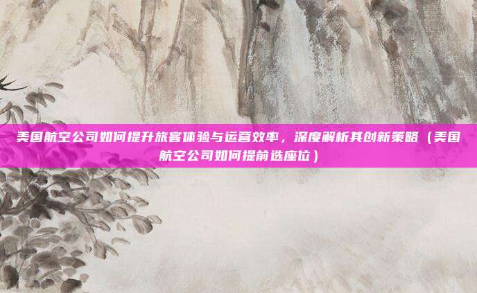 美国航空公司如何提升旅客体验与运营效率,深度解析其创新策略(美国航空公司如何提前选座位)