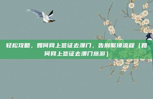 轻松攻略,如何网上签证去澳门,告别繁琐流程(如何网上签证去澳门旅游)