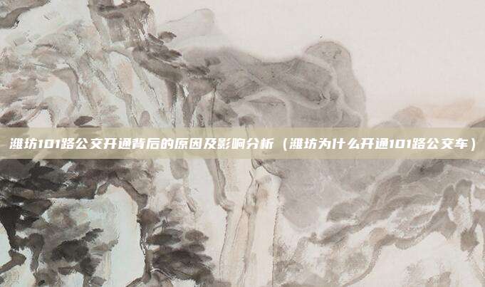 潍坊101路公交开通背后的原因及影响分析(潍坊为什么开通101路公交车)