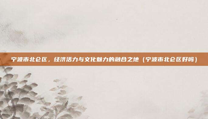 宁波市北仑区,经济活力与文化魅力的融合之地(宁波市北仑区好吗)