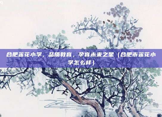 合肥莲花小学,品质教育,孕育未来之星(合肥市莲花小学怎么样)