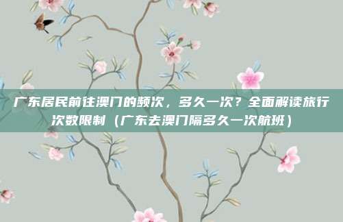 广东居民前往澳门的频次,多久一次?全面解读旅行次数限制(广东去澳门隔多久一次航班)