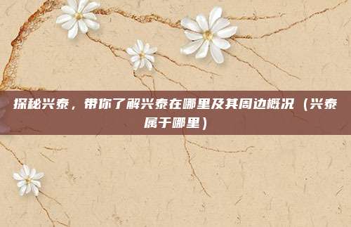 探秘兴泰,带你了解兴泰在哪里及其周边概况(兴泰属于哪里)