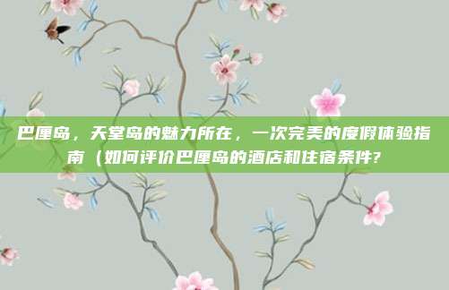 巴厘岛,天堂岛的魅力所在,一次完美的度假体验指南(如何评价巴厘岛的酒店和住宿条件?