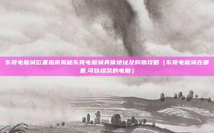 东莞电脑城位置指南揭秘东莞电脑城具体地址及购物攻略(东莞电脑城在哪里,可以组装的电脑)