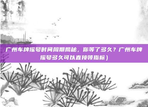 广州车牌摇号时间周期揭秘,你等了多久?广州车牌摇号多久可以直接领指标)