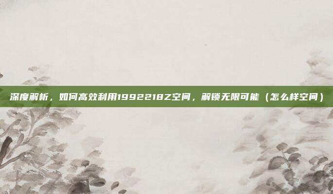 深度解析,如何高效利用1992218Z空间,解锁无限可能(怎么样空间)