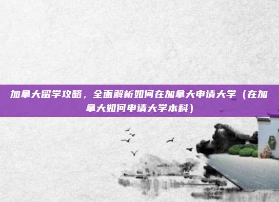加拿大留学攻略,全面解析如何在加拿大申请大学(在加拿大如何申请大学本科)