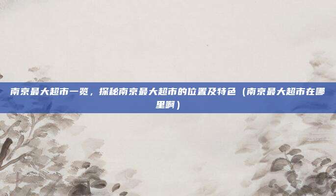 南京最大超市一览,探秘南京最大超市的位置及特色(南京最大超市在哪里啊)
