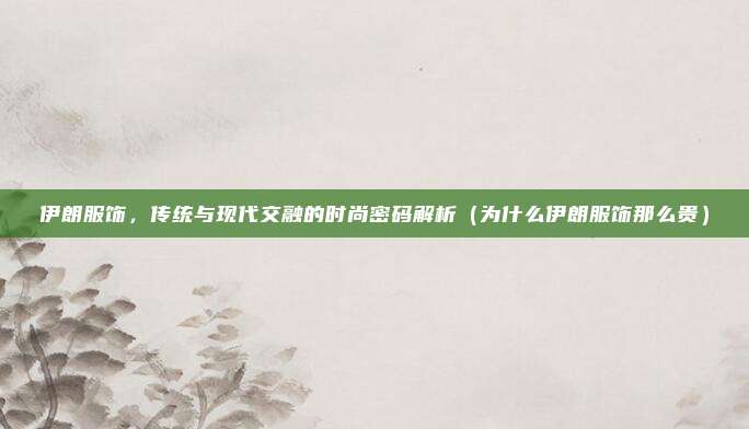 伊朗服饰,传统与现代交融的时尚密码解析(为什么伊朗服饰那么贵)