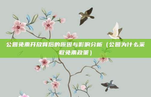 公园免票开放背后的原因与影响分析(公园为什么采取免票政策)
