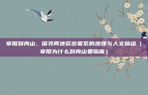阜阳到舟山,探寻两地紧密联系的地理与人文脉络(阜阳为什么到舟山要隔离)