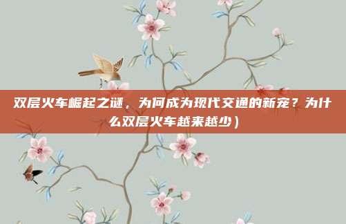 双层火车崛起之谜,为何成为现代交通的新宠?为什么双层火车越来越少)