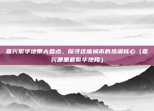 嘉兴繁华地带大盘点,探寻这座城市的热闹核心(嘉兴哪里最繁华地段)
