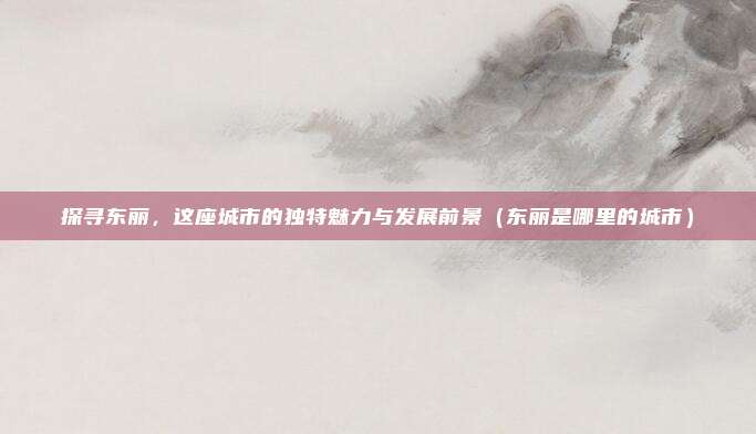探寻东丽,这座城市的独特魅力与发展前景(东丽是哪里的城市)