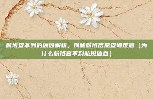 航班查不到的原因解析,揭秘航班信息查询难题(为什么航班查不到航班信息)