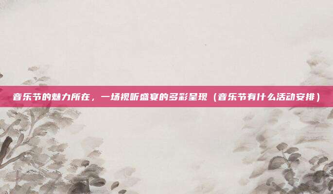 音乐节的魅力所在,一场视听盛宴的多彩呈现(音乐节有什么活动安排)