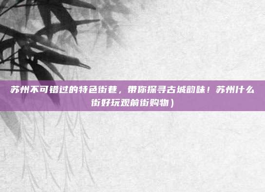 苏州不可错过的特色街巷,带你探寻古城韵味!苏州什么街好玩观前街购物)