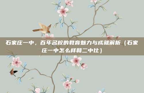 石家庄一中,百年名校的教育魅力与成就解析(石家庄一中怎么样和二中比)