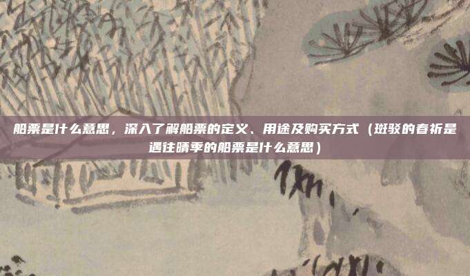 船票是什么意思,深入了解船票的定义、用途及购买方式(斑驳的春祈是遇往晴季的船票是什么意思)