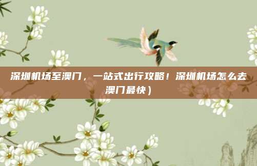 深圳机场至澳门,一站式出行攻略!深圳机场怎么去澳门最快)