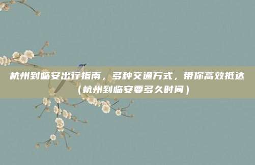 杭州到临安出行指南,多种交通方式,带你高效抵达(杭州到临安要多久时间)