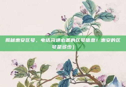 揭秘惠安区号,电话沟通必备的区号信息!惠安的区号是多少)