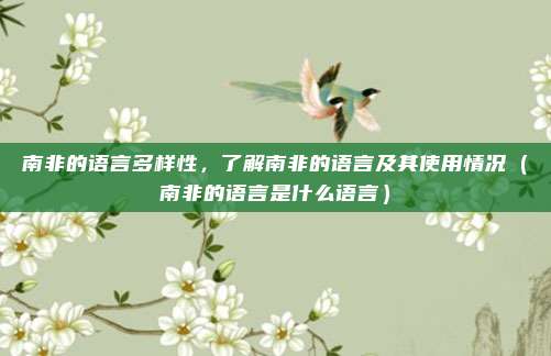 南非的语言多样性,了解南非的语言及其使用情况(南非的语言是什么语言)