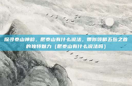 探寻泰山神韵,爬泰山有什么说法,带你领略五岳之首的独特魅力(爬泰山有什么说法吗)