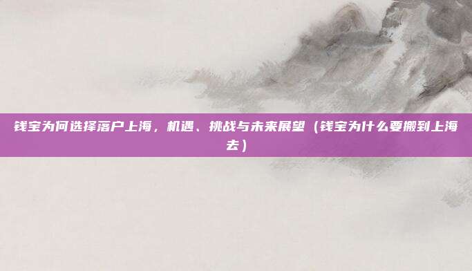 钱宝为何选择落户上海,机遇、挑战与未来展望(钱宝为什么要搬到上海去)