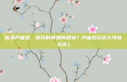 探索芦笛岩,游玩时间如何规划?芦笛岩玩多久可以玩完)