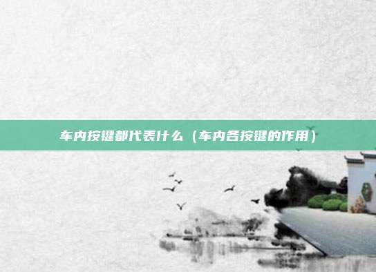 车内按键都代表什么（车内各按键的作用）