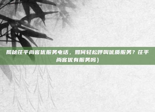 揭秘茌平尚客优服务电话,如何轻松呼叫优质服务?茌平尚客优有服务吗)