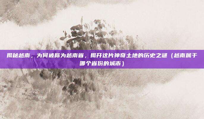 揭秘越南,为何被称为越南省,揭开这片神奇土地的历史之谜(越南属于哪个省份的城市)