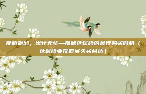 提前规划,出行无忧—揭秘延误险的最佳购买时机(延误险要提前多久买合适)