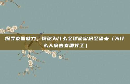 探寻泰国魅力,揭秘为什么全球游客纷至沓来(为什么大家去泰国打工)