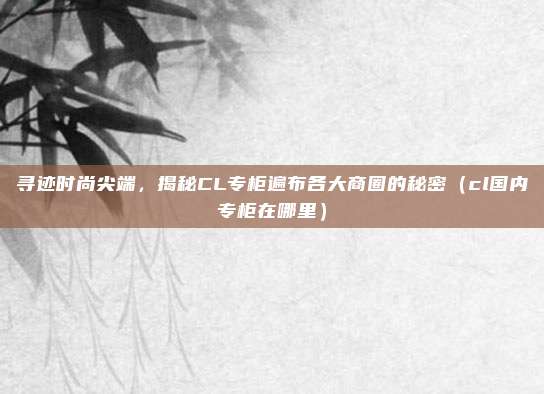 寻迹时尚尖端,揭秘CL专柜遍布各大商圈的秘密(cl国内专柜在哪里)