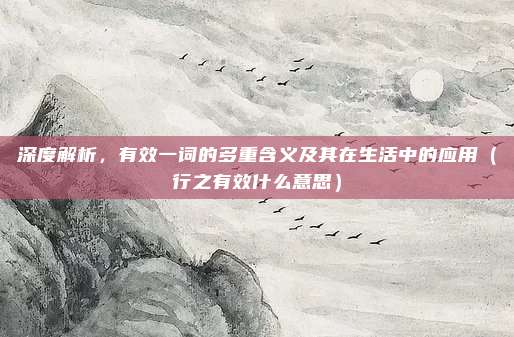 深度解析,有效一词的多重含义及其在生活中的应用(行之有效什么意思)