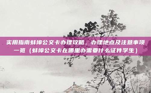 实用指南蚌埠公交卡办理攻略,办理地点及注意事项一览(蚌埠公交卡在哪里办需要什么证件学生)