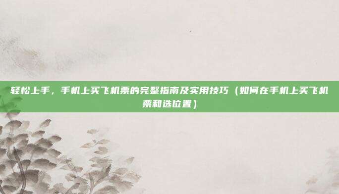 轻松上手,手机上买飞机票的完整指南及实用技巧(如何在手机上买飞机票和选位置)