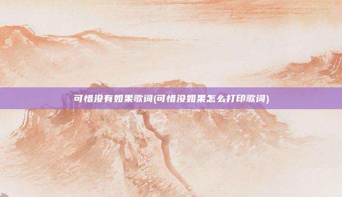 可惜没有如果歌词(可惜没如果怎么打印歌词)