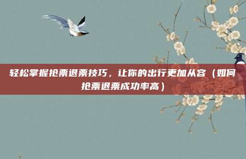 轻松掌握抢票退票技巧,让你的出行更加从容(如何抢票退票成功率高)